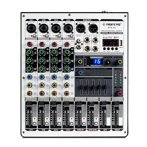 Professional Audio Mixer, Phenyx Pro Sound Mixer w/USB Audio Interface ...