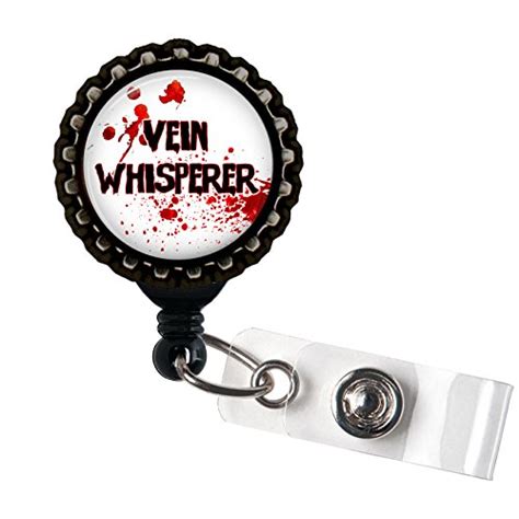 Vein Whisperer Phlebotomist Black Retractable ID Tag Badge Reel ...
