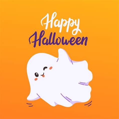 Premium Vector | Happy Halloween party banner with cute ghost vector ...