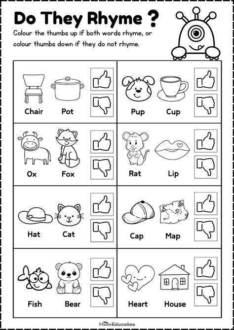 Free Printable Rhyming Worksheets: Boosting Literacy Skills in a Fun ...