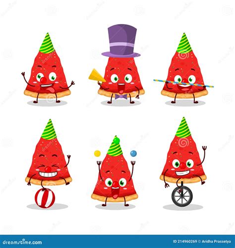 Cartoon Character of Slice of Chicago with Various Circus Shows Stock ...