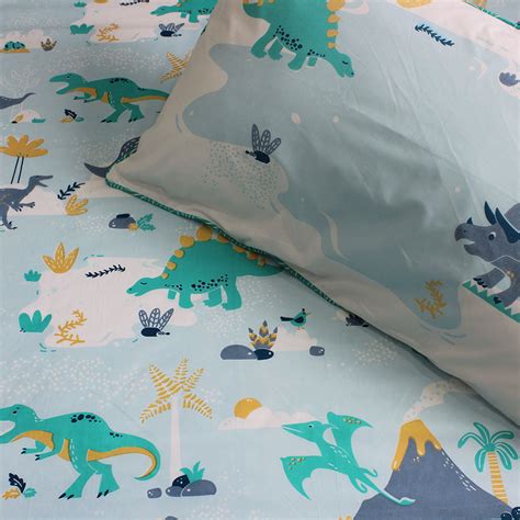 Snooze & Roar Dinosaur 100% Cotton Bedsheet for Boys and Girls with Pi ...
