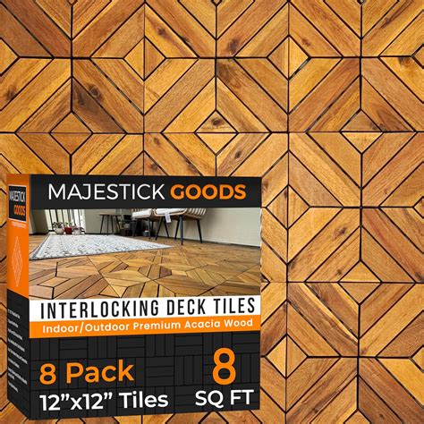Interlocking Deck Tiles X Slat 8 Pack - Snap Together Wood Flooring ...