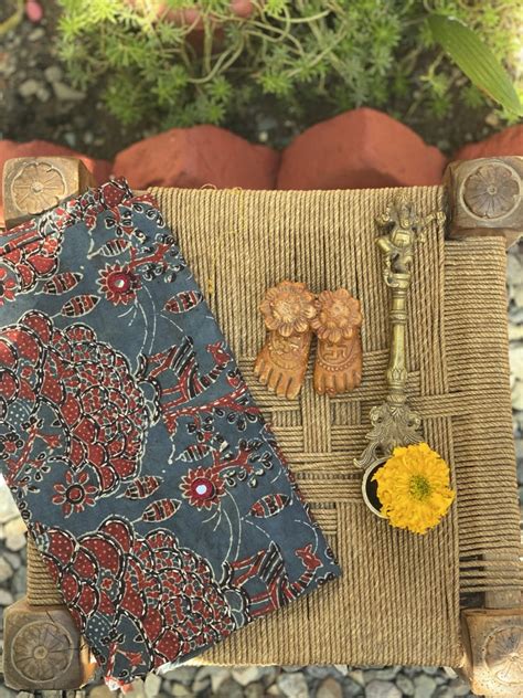 INDIGO AJRAKH HAND EMBROIDERED COTTON BLOUSE PIECE