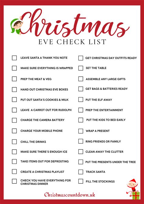 Christmas Eve Checklist