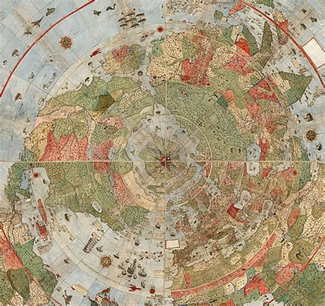 1587 Flat Earth Map of the World Urbano Monte Historic Wall Poster ...