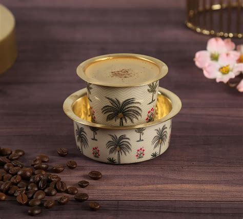 Buy India Circus by Krsnaa Mehta Chevron Palms Brass Coffee Tea Cup ...