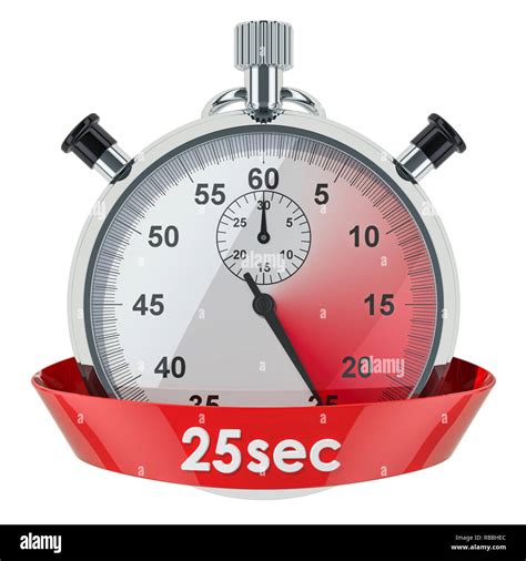 Stopwatch with 25 seconds timer. 3D rendering isolated on white ...