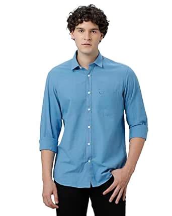 Cavallo by Linen Club Men's Cotton Linen Blue Checks Slim Fit Full ...