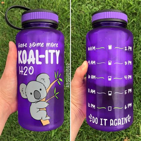 Koala Water Bottle, Motivational Water Bottle, Water Intake Tracker ...
