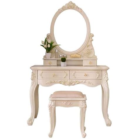 BBTF Elegant White Vanity Table with Drawers, Stool, and India | Ubuy