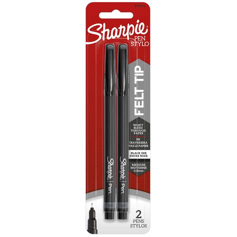 Sharpie Felt Tip Pens, Medium Point, Black, 2 Count - Walmart.com