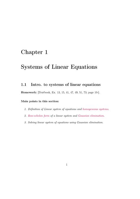 System of Linear Equation - Chapter 1 Systems of Linear Equations 1 ...