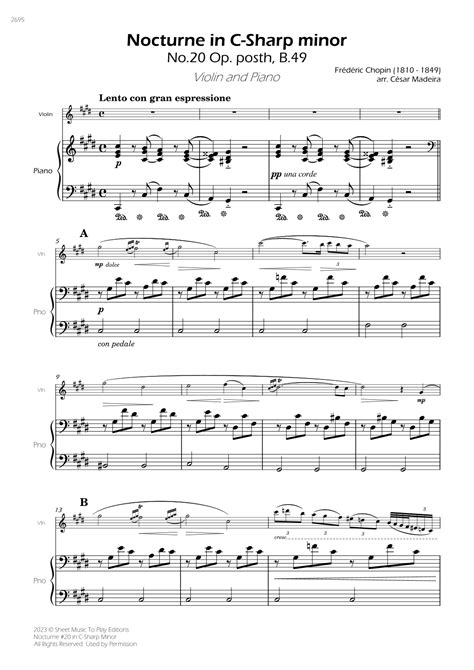 Nocturne No.20 in C-Sharp minor - Violin and Piano (Full Score) (arr ...