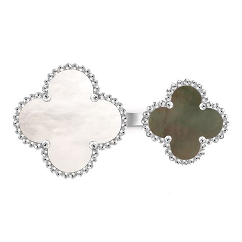 Magic Alhambra Between the Finger ring 18K white gold, Mother-of-pearl ...