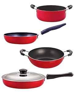 Buy Nirlon Aluminium Non Stick Kitchen Essentials cookware Set of 4 ...