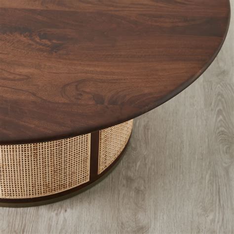 Ginger Round Rattan Coffee Table with Handcrafted Design – Lakkadhaara