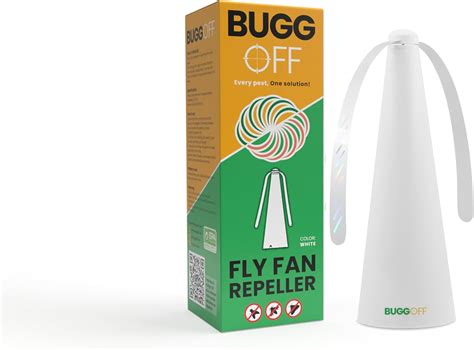 BUGGOFF White Fly & Flying Insect Repellent Fan with Twin Blades, Table ...