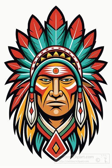 Native American Indian Clipart-colorful illustration of a Native ...
