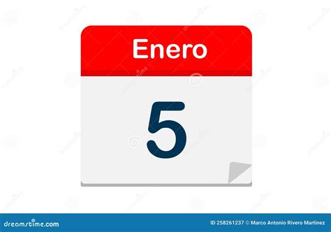 Year Calendar Month January Day 5 Stock Illustration - Illustration of daytime, monthly: 258261237