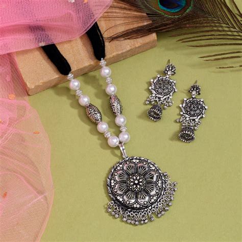 Wholesale Oxidized Necklaces | Silver Oxidised Jewellery Set