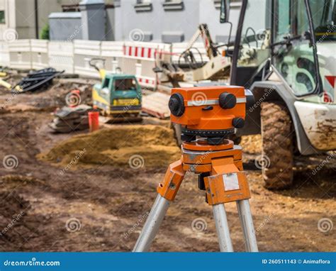 Surveying a Road Construction Site Stock Image - Image of measurement ...