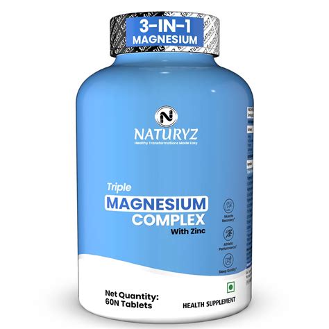 NATURYZ Triple 3-in-1 Magnesium Complex 1736mg (Glycinate, Aspartate ...