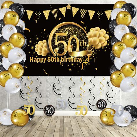 Buy Birthday Party Decorations Kit, Black Gold Glittery Happy Birthday ...