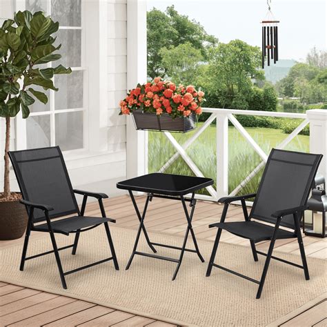 MoNiBloom 3 Piece Bistro Dining Set, Outdoor Patio Furniture Folding ...