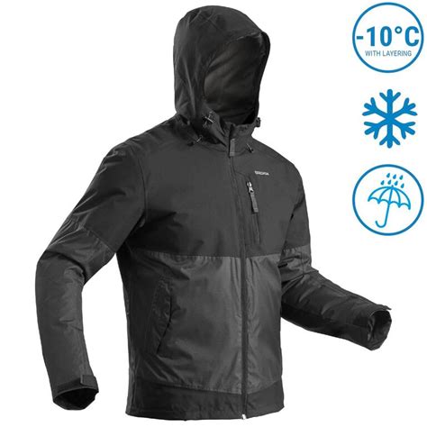 Buy Mens Snow Hiking Jacket X Warm 10°C Water Repellent Black Online ...