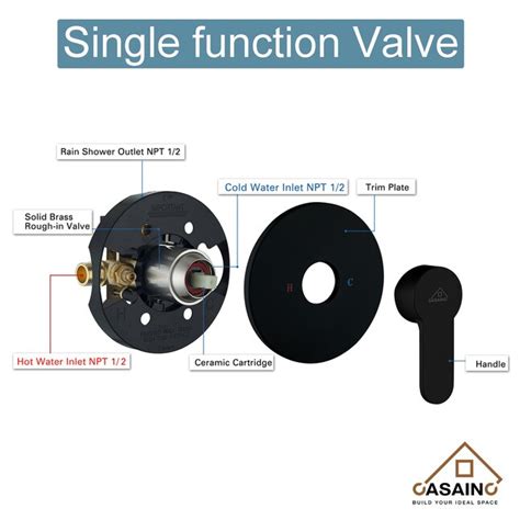 CASAINC Complete Shower Faucet with Rough-in Valve Matte Black ...