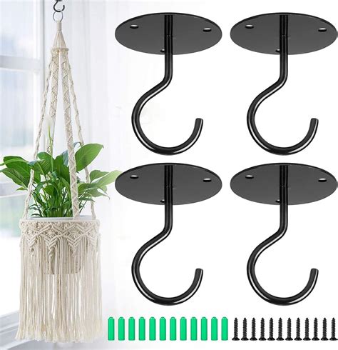 DILNAZ ART Wall Mount Ceiling Hooks for Hanging Plants 4PCS, Sturdy ...