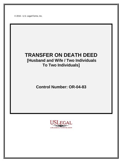 Oregon Transfer on Death Deed - Blank Fillable Template | Fill Out ...