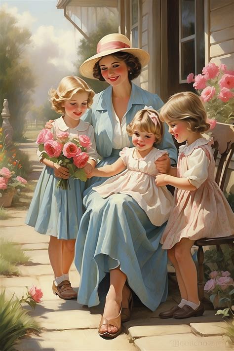 Vintage Mother And Children Art Free Stock Photo - Public Domain Pictures