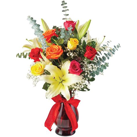 BLOOMS by H-E-B Designer Dozen Rainbow Roses & Lilies Floral ...