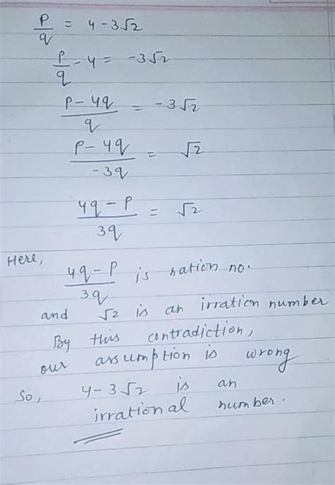 prove that 4 minus 3 root 2 is an irrational number - Brainly.in