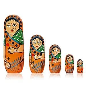 Buy Fine Craft India Set of 5Pcs Hand Painted Cute Wooden Russian ...
