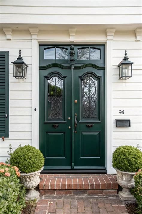 15+ Stylish Dark Green Front Door Ideas | Green front doors, Exterior ...