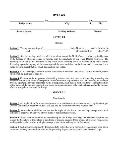 Free Printable Corporate Bylaws Templates [Word, PDF]