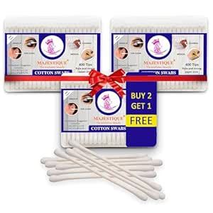 Buy Majestique Paper Cotton Swabs (200 Stick) Natural Cotton Buds ...