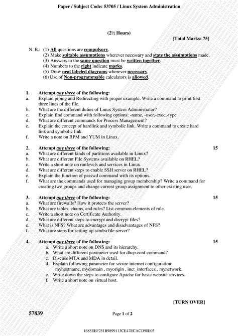 Linux unipaper - 57839 Page 1 of 2 (2½ Hours) [Total Marks: 75] N. B ...