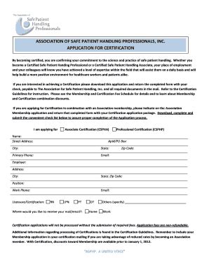 Fillable Online asphp ASPHP Certification Application - Safe Lifting ...