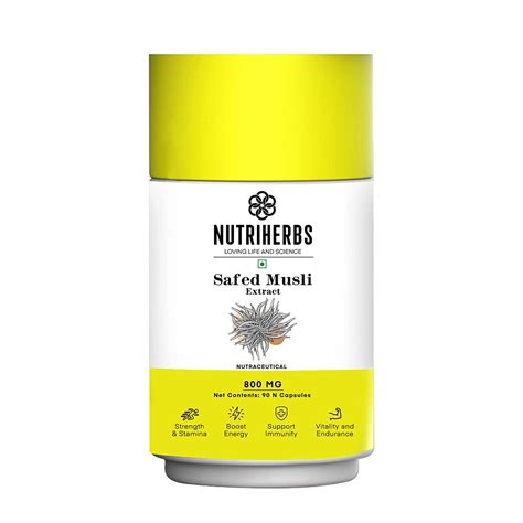NUTRI HERBS Safed Musli Extract Capsules 800mg – Herbal Supplement for ...