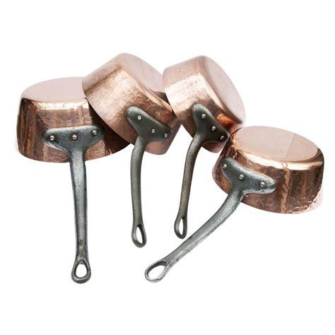 Set of 4 Vintage French Hammered Copper Pans – Tin Lined & Stamped ...