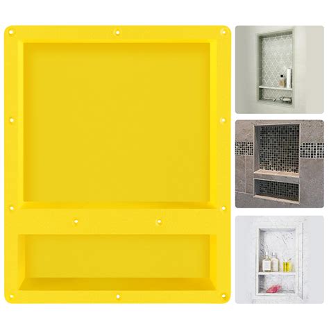 Suteck 16" x 20" Shower Niche Double Shelf -Yellow Rectangle Shower ...