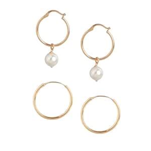ZAVYA 925 Sterling Silver Freshwater Pearl Drop Set of 2 Rose Gold ...