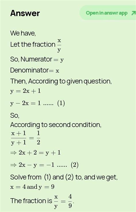 the denominator of a fraction is one more than twice of its numerator ...