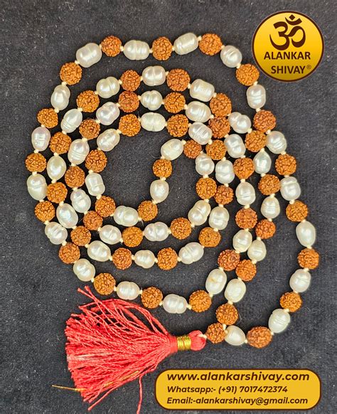RUDRAKSH MALA WITH PEARL BEADS (54 +54 BEADS EACH) – ALANKAR SHIVAY®