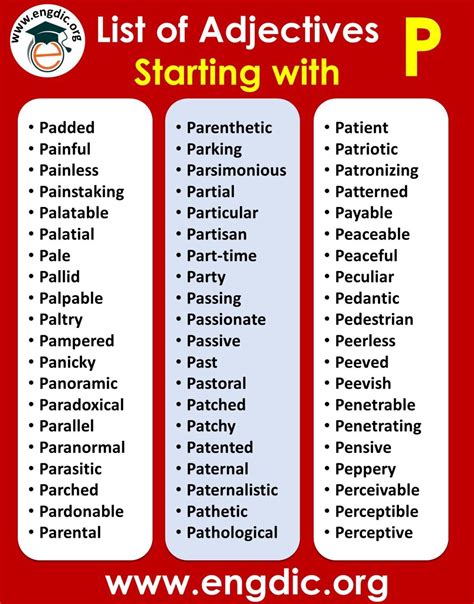 Adjectives Starting With P