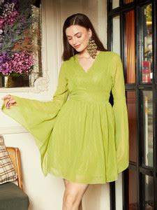 KASSUALLY Women Fit and Flare Light Green Dress - Buy KASSUALLY Women ...